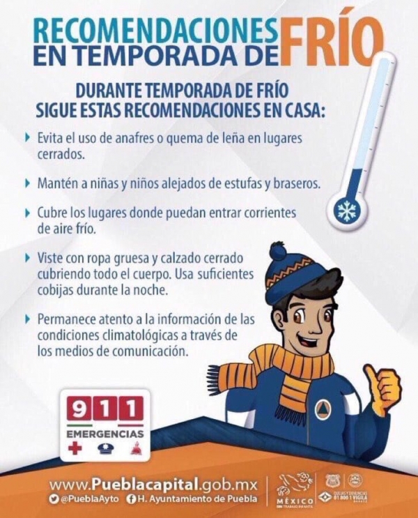 Ante bajas temperaturas, ProtecciÃ³n Civil Municipal llama a tomar precauciones